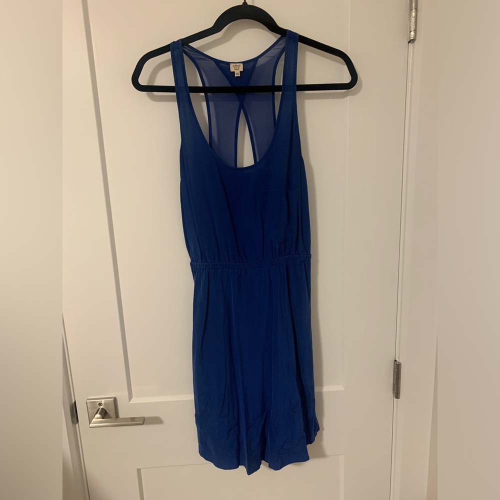 Wilfred Silk Royal Blue Mini Dress with Open Back